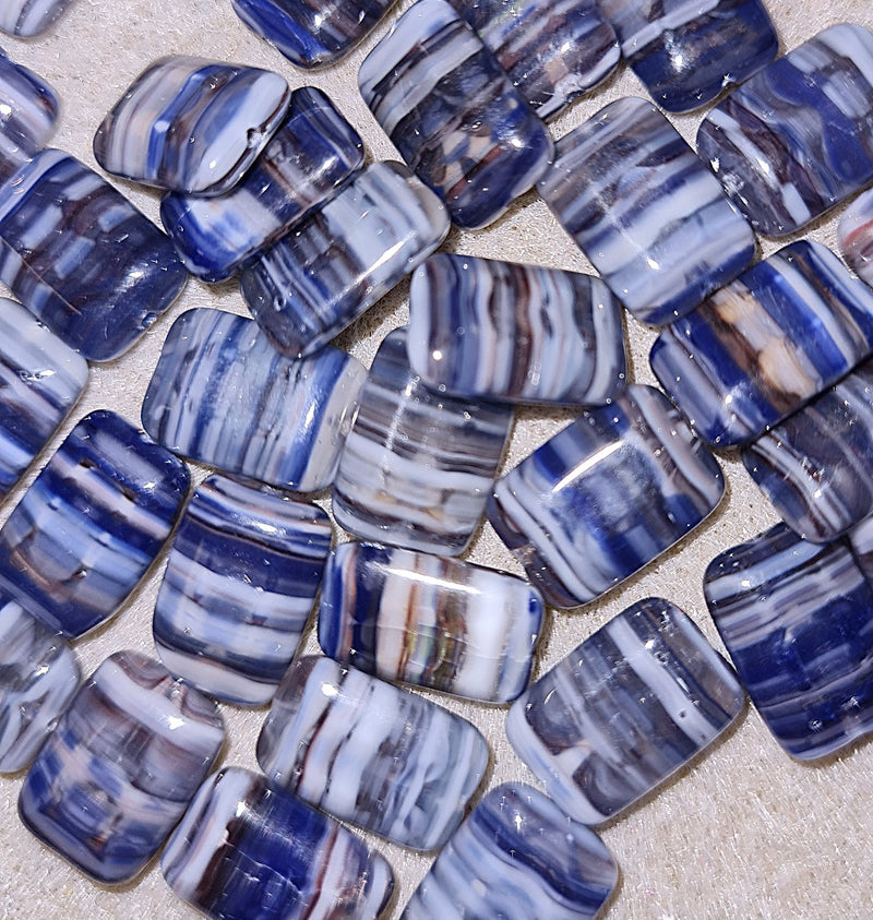 Czech Glass HurriCane Beads ~ Loose Flattened Rectangle 12x8mm ~ Bag of 10 ~  Sea Storm