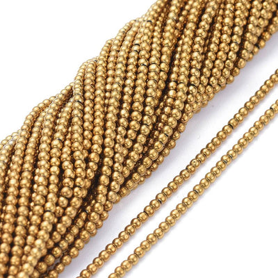 2.5mm Round Electroplated Glass Beads ~ Gold Plated ~ approx. 170 beads/string