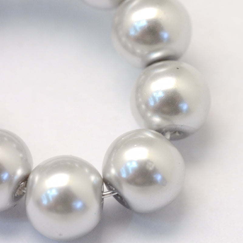 1 Strand of 6mm Glass Pearl Beads ~ Light Grey ~ approx. 140 beads