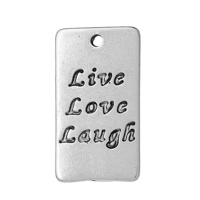 22x13mm Antique Silver Plated Live Love Laugh Charm