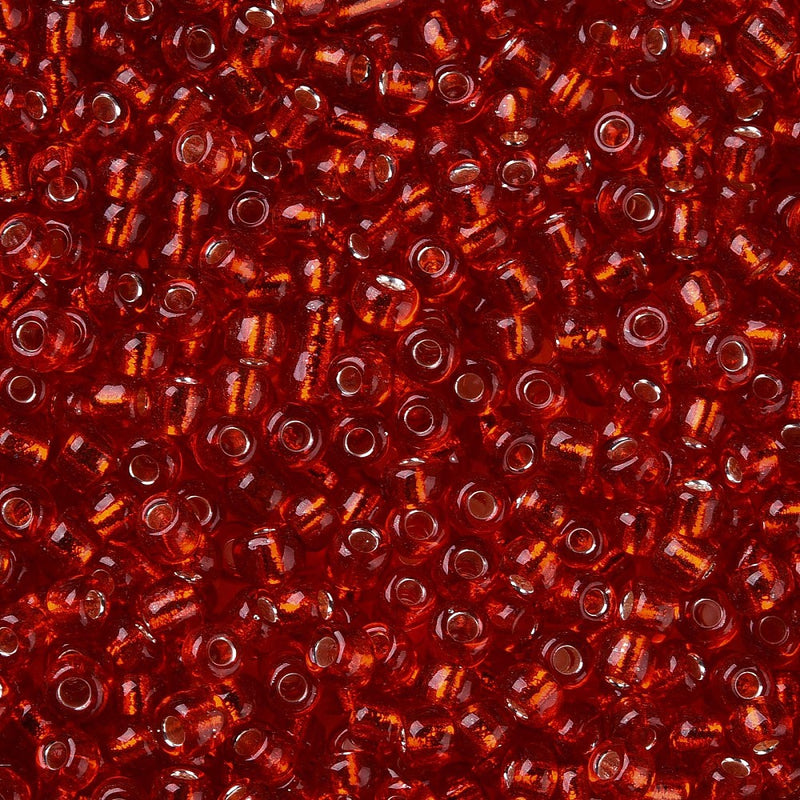 3mm Seed Beads ~ 20g ~ Silver Lined Red