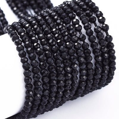 1 String of 2x1.5mm Faceted Glass Rondelle Beads ~ Black ~ approx. 247 beads