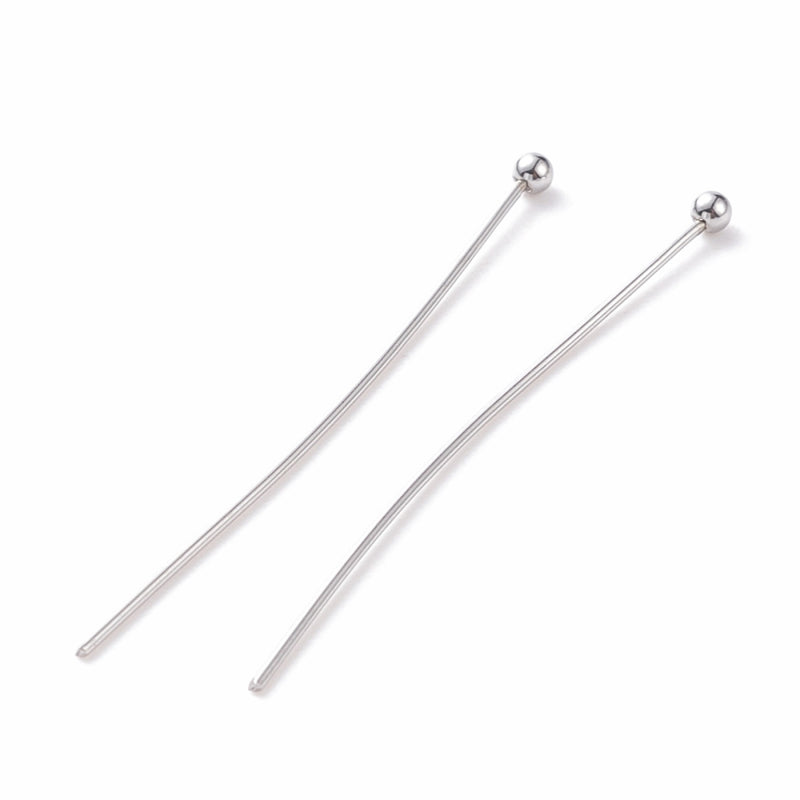 0.7mm Stainless Steel Ball Headpins ~ 40mm Long ~ Pack of 20