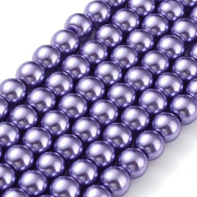 1 Strand of 8mm Round Glass Pearls ~ Purple ~ Approx. 100  beads