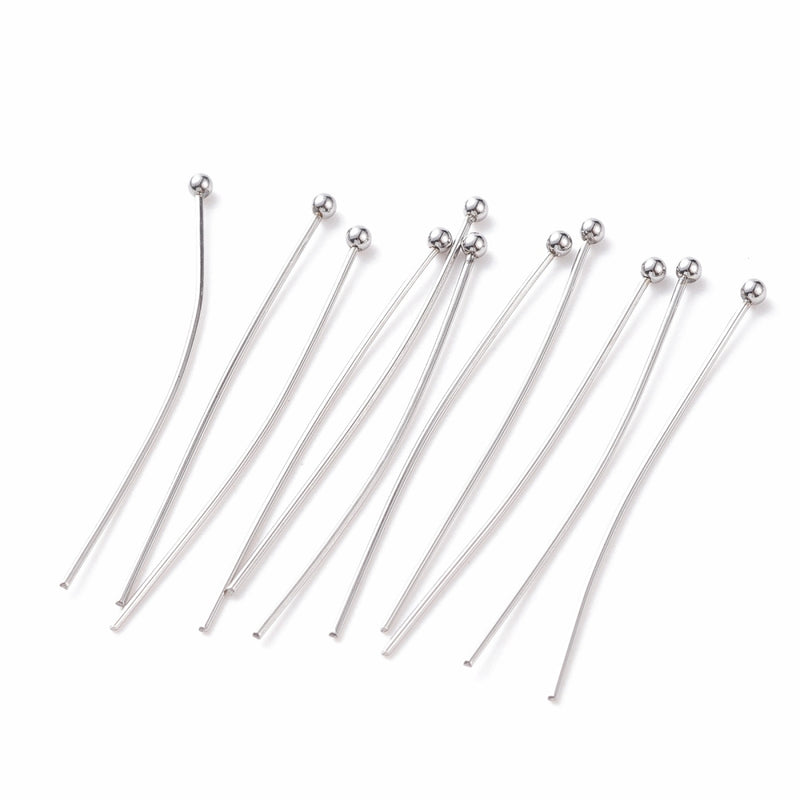 0.7mm Stainless Steel Ball Headpins ~ 40mm Long ~ Pack of 20