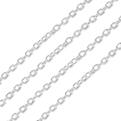 Silver Plated Chain ~ 3 x 2mm ~ Pre-Cut 1 Metre
