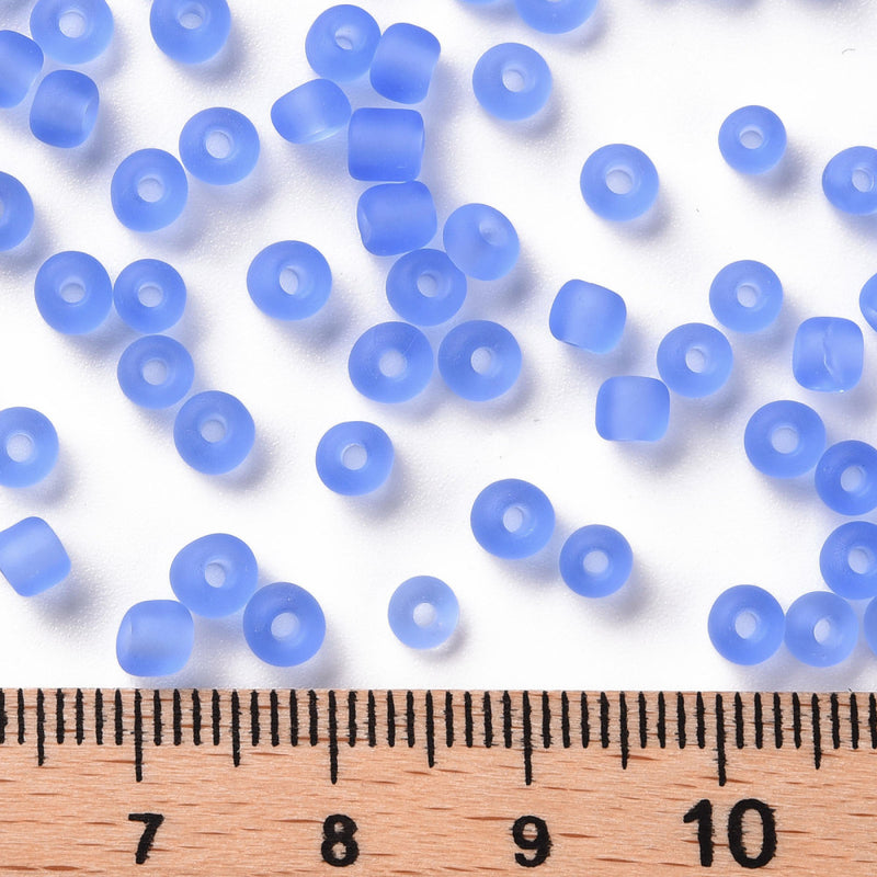 4mm Imitation Sea Glass - Frosted Glass Seed Beads ~ Cornflower Blue ~ 20g