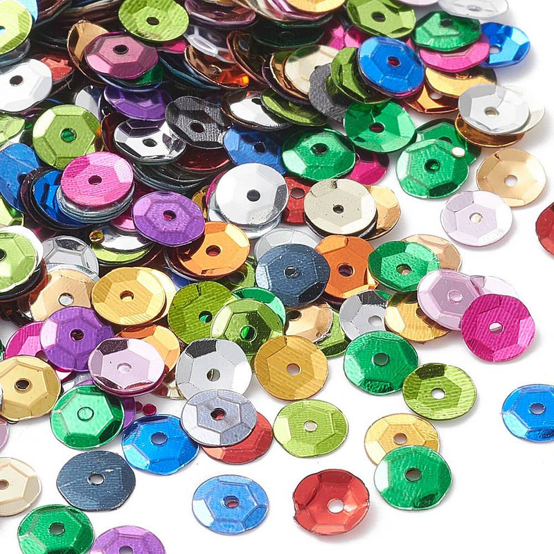 6mm Round Cupped Sequins ~ Mixed Colours ~ 5 grams bag ( over 400 pcs)