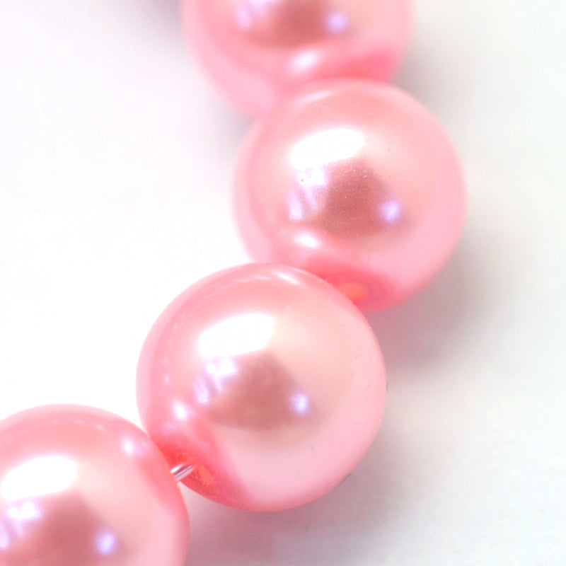 1 Strand of 8mm Round Glass Pearls ~ Pink ~ Approx. 100  beads