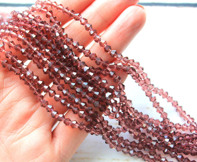 4mm Glass Bicones ~ approx. 93 Beads/String ~ Amethyst