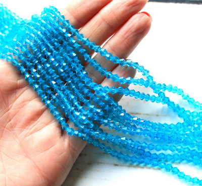 4mm Glass Bicones ~ approx. 93 Beads/String ~ Sky Blue
