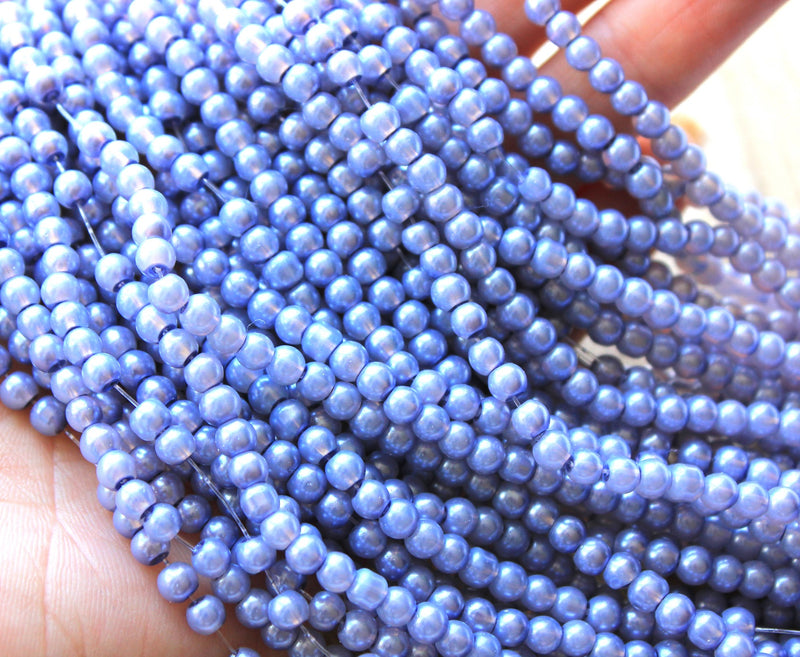 4mm Round Glass Pearls ~ Dusty Lilac ~ approx. 200 beads / strand