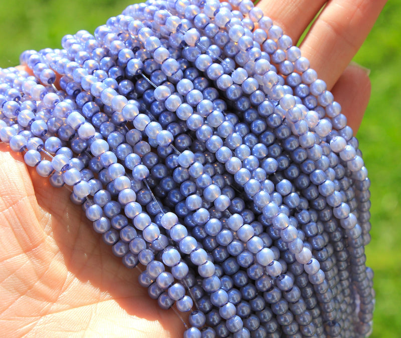 4mm Round Glass Pearls ~ Dusty Lilac ~ approx. 200 beads / strand