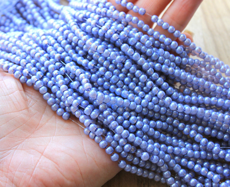 4mm Round Glass Pearls ~ Dusty Lilac ~ approx. 200 beads / strand