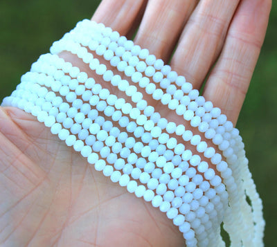 1 Strand of 4x3mm Electroplated Faceted Glass Rondelle Beads ~ White ~ approx. 123 beads