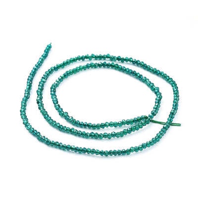 1 String of 2x1.5mm Faceted Glass Rondelle Beads ~ Emerald ~ approx. 247 beads