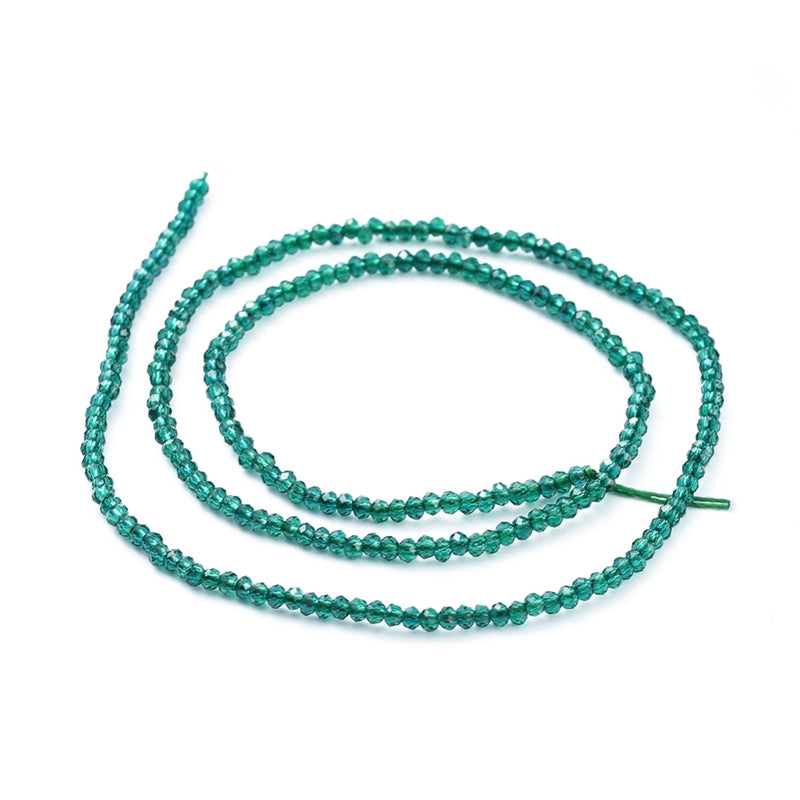 1 String of 2x1.5mm Faceted Glass Rondelle Beads ~ Emerald ~ approx. 247 beads