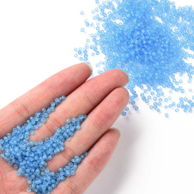 2mm Imitation Sea Glass - Frosted Glass Seed Beads ~ Sky Blue ~ 20g