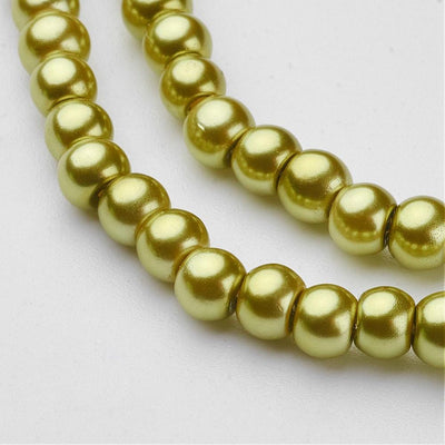 4mm Round Glass Pearls ~ Lime Green ~ approx. 200 beads / strand