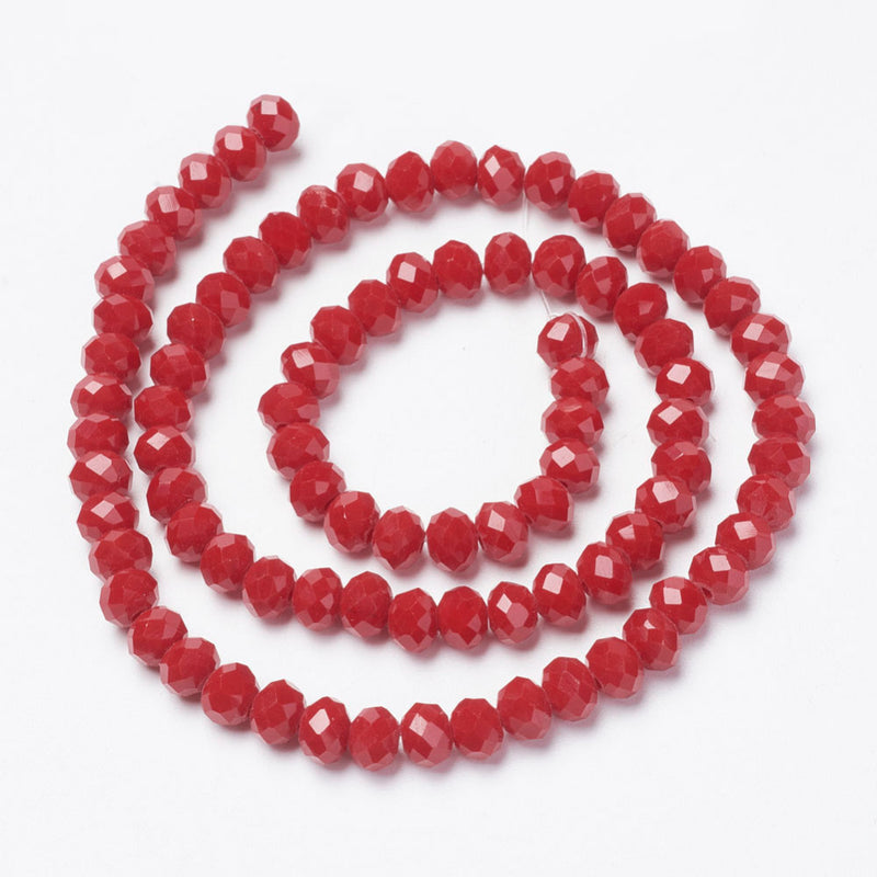 1 Strand of 4x3mm Faceted Glass Rondelle Beads ~ Opaque Dark Red ~ approx. 115 beads
