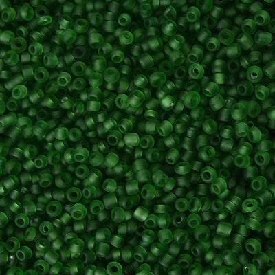 2mm Imitation Sea Glass - Frosted Glass Seed Beads ~ Green ~ 20g