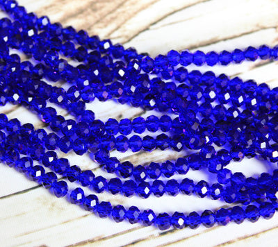 1 Strand of 6x4mm Faceted Glass Rondelle Beads ~ Dark Sapphire ~ approx. 88 beads