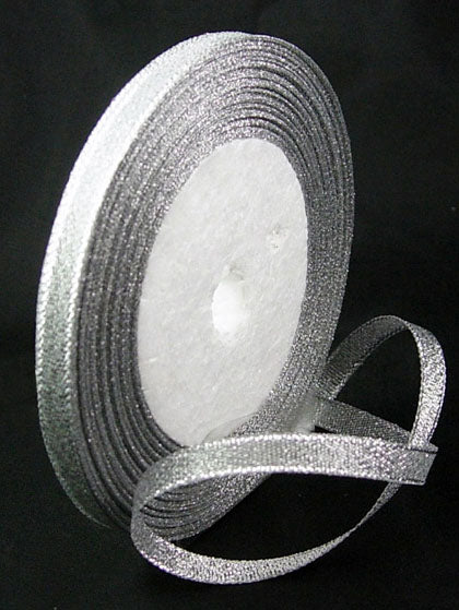 6mm Wide Silver Glitter Organza Ribbon 23 metres / spool 