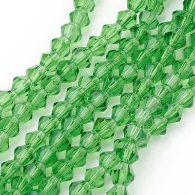 4mm Glass Bicones ~ approx. 88 Beads / String ~ Green