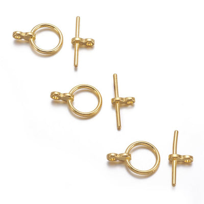 12mm Gold Plated Toggle Clasp ~ Lead and Nickel Free ~ Pack of 3