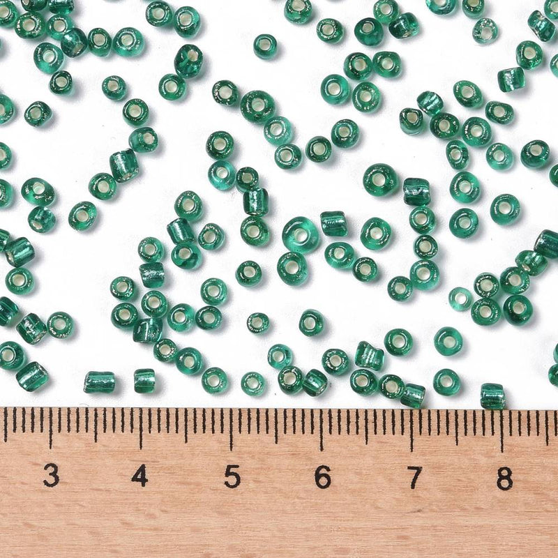 3mm Seed Beads ~ 20g ~ Silver Lined Emerald