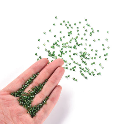 3mm Seed Beads ~ 20g ~ Silver Lined Green