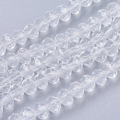 The Bead Store Faceted Glass Rondelle Beads Crystal Clear 