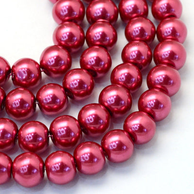 1 Strand of 3mm Round Glass Pearl Beads ~ Raspberry ~ approx. 190 beads