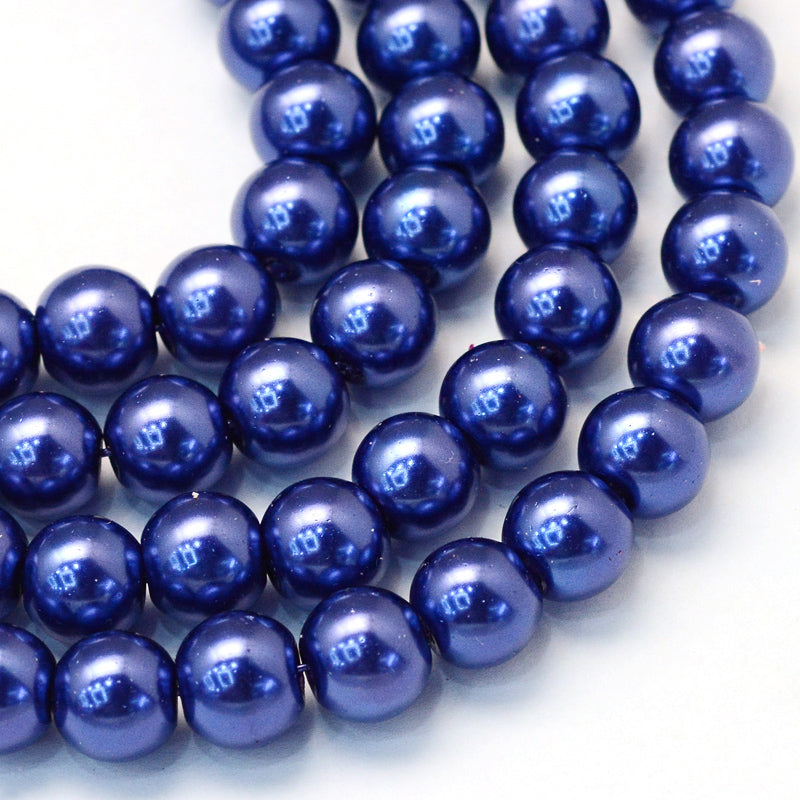 4mm Round Glass Pearls ~ Dark Blue ~ approx. 200 beads / strand