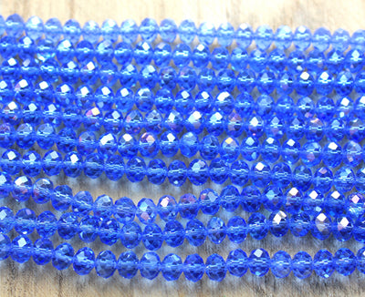 1 Strand of 8x6mm Faceted Glass Rondelle Beads ~ Lustred Cornflower Blue ~ approx. 72 beads