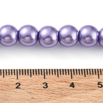 1 Strand of 8mm Round Glass Pearls ~ Purple ~ Approx. 100  beads