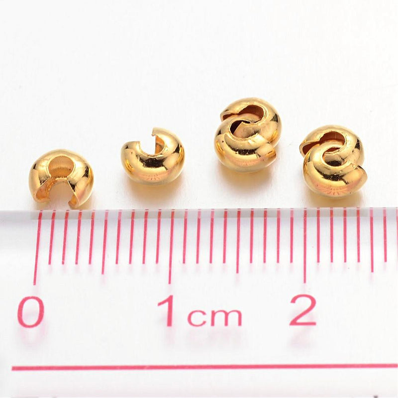 4mm Gold Plated Crimp Bead Covers ~ Pack of 20 ~ Lead and Nickel Free