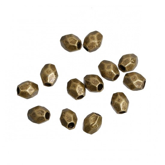 4x3mm Antique Bronze Plated Faceted Metal Spacer Beads ~ Pack of 50