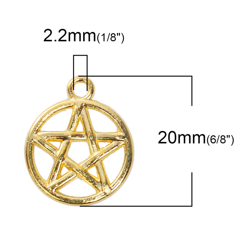 20x17mm Gold Plated Pentacle Charm ~ Buy One Get One Free!