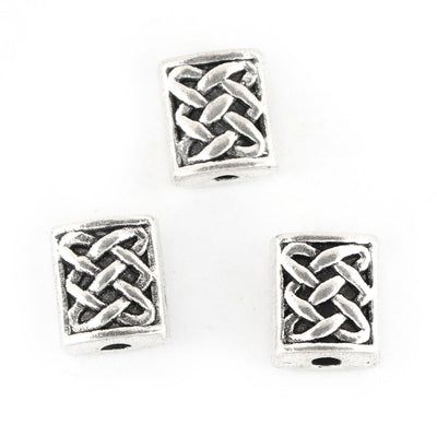 7x6mm Rectangle Antique Silver Plated Celtic Knot Beads ~ Pack of 10