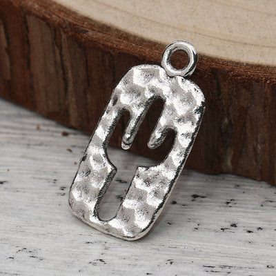 23x12mm Hammered Antique Silver Plated Cactus Pendant ~ Buy One Get One Free