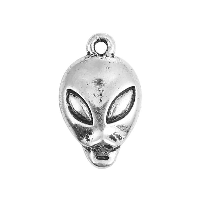 19x11mm Antique Silver Plated Alien Charm