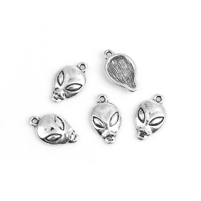 19x11mm Antique Silver Plated Alien Charm