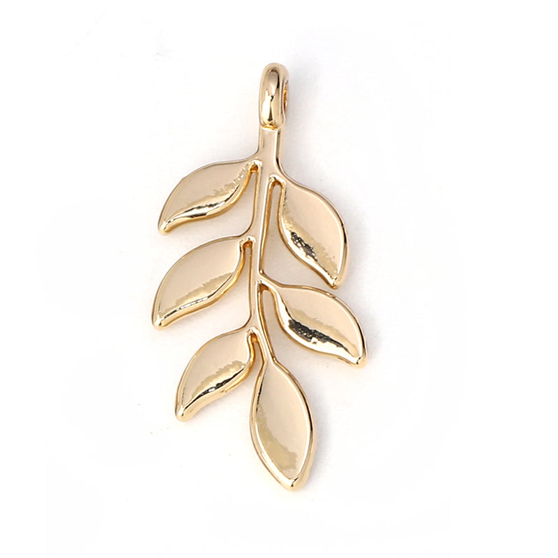 24x12mm Gold Plated Leaves Pendant