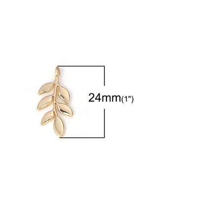 24x12mm Gold Plated Leaves Pendant