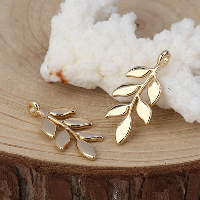 24x12mm Gold Plated Leaves Pendant