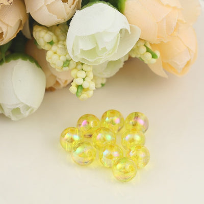 8mm Round Acrylic Beads ~ Yellow AB ~ Pack of 20