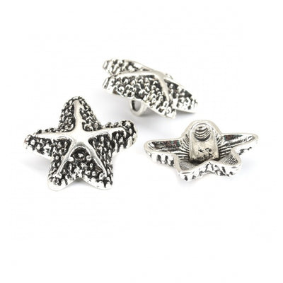 23mm Antique Silver Plated Starfish Button
