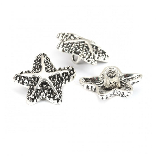 23mm Antique Silver Plated Starfish Button