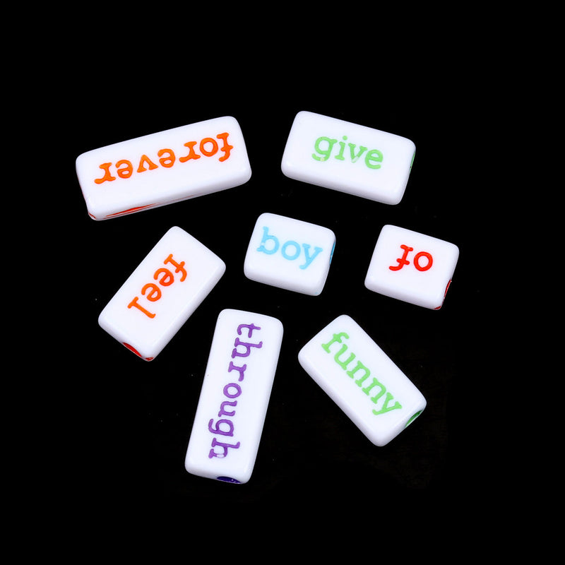 Randomly Mixed Rectangular Acrylic Word Beads ~ 60 beads (50 grams)